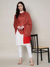 Woolen Women Shawl in Red with All-Over Floral Jaal Weave (80 x 40 Inches)