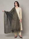 Black Chinon Dupatta with Gold Stripe Sequin Work & Gota Border (Size: 2.5x1 m Approx)