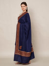 Blue Woolen Women Shawl with Intricate Embroidered Detailing – Winter Wrap (80 x 40 Inches)