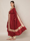 Maroon Woolen Women Shawl with Gold Border – 80x40 Inches