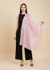 Micro Wool Pink Feather Motif Women Stole | Soft Wrap with Subtle Woven Accents (80 × 28 Inches)