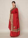 Red Woolen Women Shawl with Intricate Embroidered Detailing – Winter Wrap (80 x 40 Inches)