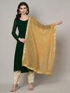 Gold Chinon Dupatta with Gold Stripe Sequin Work & Gota Border (Size: 2.5x1 m Approx)