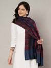 Woolen Women Stole with Ikat-Inspired Woven Motifs | Elegant Ethnic Wrap (80 × 28 Inches)