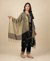 Beige Striped Silk Dupatta with Zari Border | Elegant Ethnic Drape (2.5 Metres Approx.)