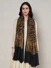Woolen Women Shawl with Traditional Bird & Floral Jaal Motifs and Ornate Woven Border (80 x 40 Inches)