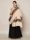 Beige Woolen Women Shawl with Intricate Embroidered Detailing – Winter Wrap (80 x 40 Inches)