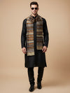 Woolen Zig-Zag Moonlight Zari Mens Stole | Heritage Wrap (80 x 28 Inches)