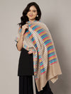 Woolen Women Stole with Ikat-Inspired Woven Motifs | Elegant Ethnic Wrap (80 × 28 Inches)