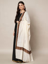 Ivory Woolen Women Shawl with Traditional Multicolour Embroidered Border (80 x 40 Inches)