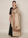 Light Brown Woolen Women Shawl with Intricate Embroidered Detailing – Winter Wrap (80 x 40 Inches)