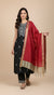 Red Striped Silk Dupatta with Zari Border | Elegant Ethnic Drape (2.5 Metres Approx.)