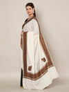 Ivory Woolen Women Shawl with Intricate Embroidered Detailing – Winter Wrap (80 x 40 Inches)
