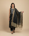 Black Striped Silk Dupatta with Zari Border | Elegant Ethnic Drape (2.5 Metres Approx.)