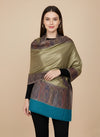 Bamboo Silk Gold Women Shawl with Intricate Paisley Border | Elegant Heritage Wrap (80 × 40 Inches)