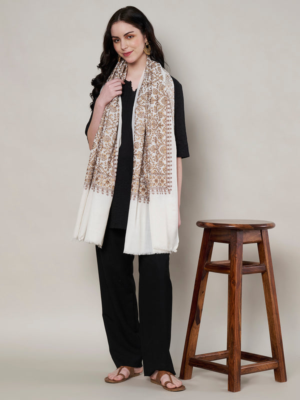 Woolen Women Shawl with Intricate Traditional Motif & Ornate Woven Border | 80 x 40 Inches