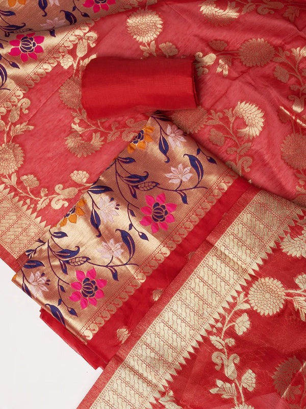 Women’s Banarasi Silk Unstitched Suit Set | Luxurious Ethnic Ensemble