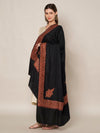 Elegant Black Woolen Women Shawl with Embroidered Border – Ethnic Wrap (80 x 40 Inches)