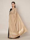 Beige Woolen Women Shawl with Gold Border – 80x40 Inches