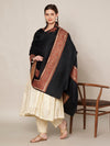 Black Woolen Women Shawl with Intricate Embroidered Detailing – Winter Wrap (80 x 40 Inches)