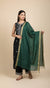 Green Striped Silk Dupatta with Zari Border | Elegant Ethnic Drape (2.5 Metres Approx.)