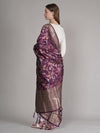 Purple Paithani Silk Dupatta with Multicolour Floral Zari Weave (Size: 2.5x1 m Approx)