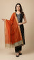 Orange Striped Silk Dupatta with Zari Border | Elegant Ethnic Drape (2.5 Metres Approx.)