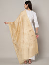 Beige Chanderi Cotton Dupatta with Subtle Floral Embroidery (Size: 2.5x1 m Approx)