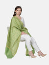 Green Banarasi Silk Dupatta with Elegant Woven Floral Jaal (Size: 2.5x1 m Approx)