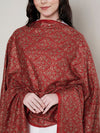 Woolen Women Shawl in Maroon with All-Over Floral Jaal Weave (80 x 40 Inches)