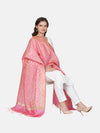 Pink Banarasi Silk Dupatta with Elegant Woven Floral Jaal (Size: 2.5x1 m Approx)