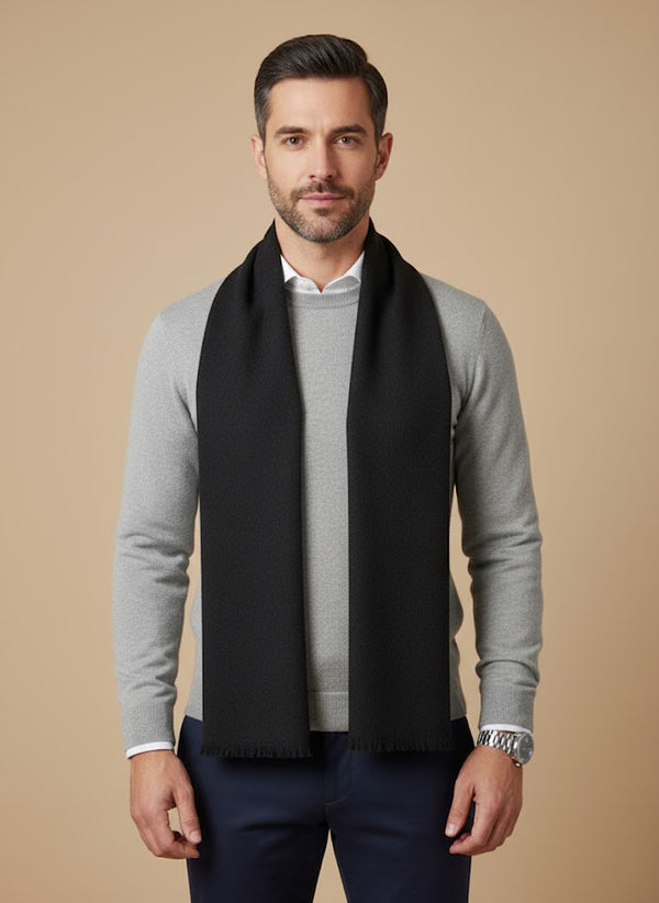 Solid Woolen Mens Stole | Classic Minimal Winter Wrap (80 × 28 Inches)