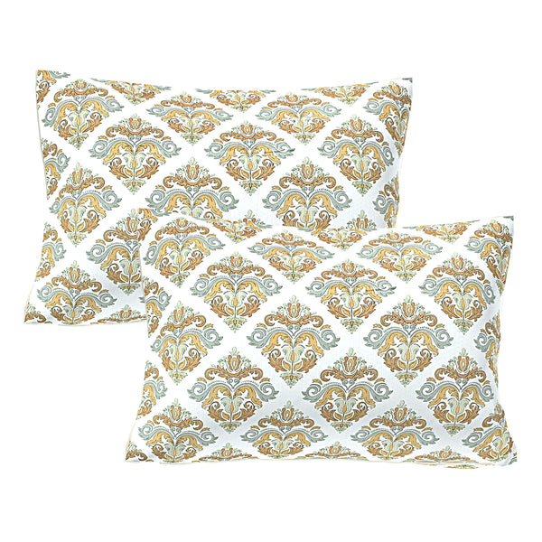 Queen Size 210 TC Elastic Fitted Cotton Bedsheet Set with 2 Pillow Covers (72 × 78 Inches)