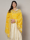 Yellow Georgette Dupatta with Hand Gota Patti Work (Size: 2.5x1 m Approx)