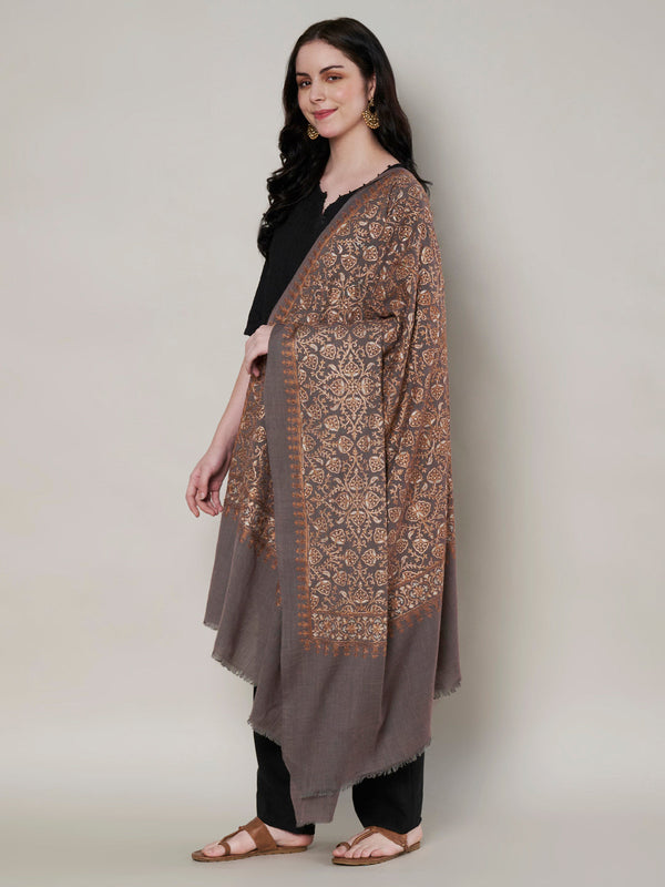 Woolen Women Shawl with Intricate Traditional Motif & Ornate Woven Border | 80 x 40 Inches