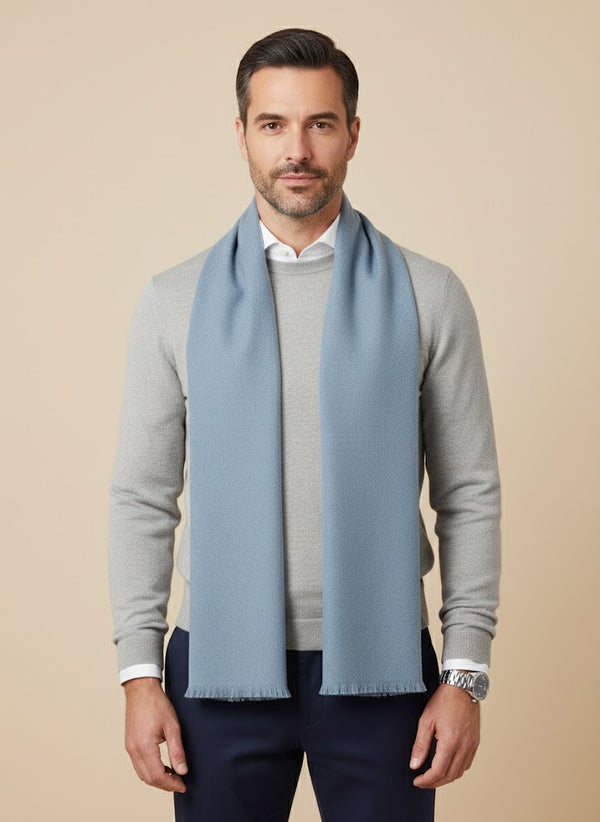 Solid Woolen Mens Stole | Classic Minimal Winter Wrap (80 × 28 Inches)