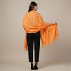 Solid Viscose Orange Women Stole with Soft Drape & Fringed Finish | Lightweight Everyday Wrap (80 × 28 Inches)