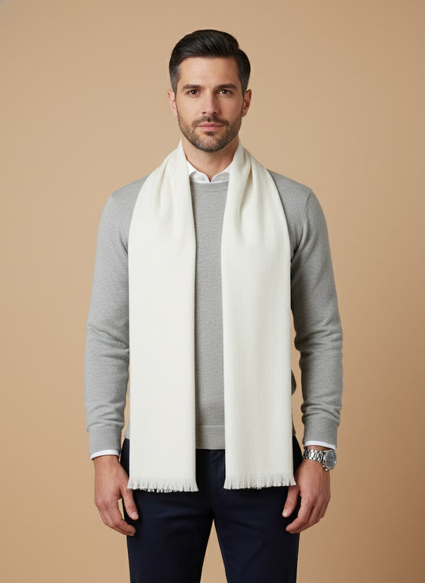 Solid Woolen Mens Stole | Classic Minimal Winter Wrap (80 × 28 Inches)