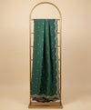 Bottle Green Chinon Dupatta with Scalloped Embroidered Border & Sequin Motifs (Size: 2.5x1 m Approx)