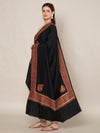 Black Woolen Women Shawl with Intricate Embroidered Detailing – Winter Wrap (80 x 40 Inches)