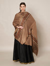 Brown Woolen Women Shawl with Intricate Embroidered Detailing – Winter Wrap (80 x 40 Inches)