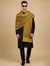 Bamboo Silk Mustard Kashmiri Mens Stole with Classic Paisley Weave | Elegant Ethnic Accessory | 80×28 Inches