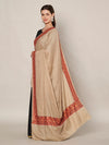 Brown Woolen Women Shawl with Traditional Embroidered Border (80 x 40 Inches)