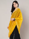 Yellow Chanderi Silk Dupatta with Gold Border & Tassels (Size: 2.5x1 m Approx)