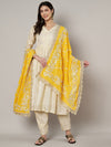 Yellow Georgette Dupatta with Hand Gota Patti Work (Size: 2.5x1 m Approx)