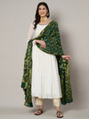 Green Silk Gharchola Bandhej Dupatta with Gold Zari Border (Size: 2.5x1 m Approx)