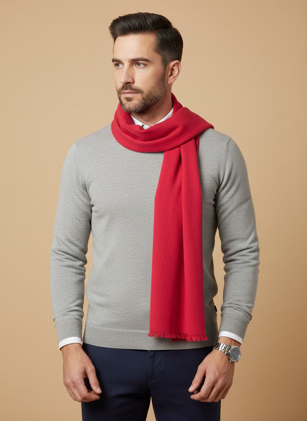 Solid Woolen Mens Stole | Classic Minimal Winter Wrap (80 × 28 Inches)