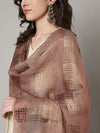 Brown Cotton Woven Check Dupatta with Tassel Detailing (Size: 2.5x1 m Approx)