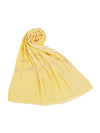 Micro Wool Yellow Feather Motif Women Stole | Soft Wrap with Subtle Woven Accents (80 × 28 Inches)