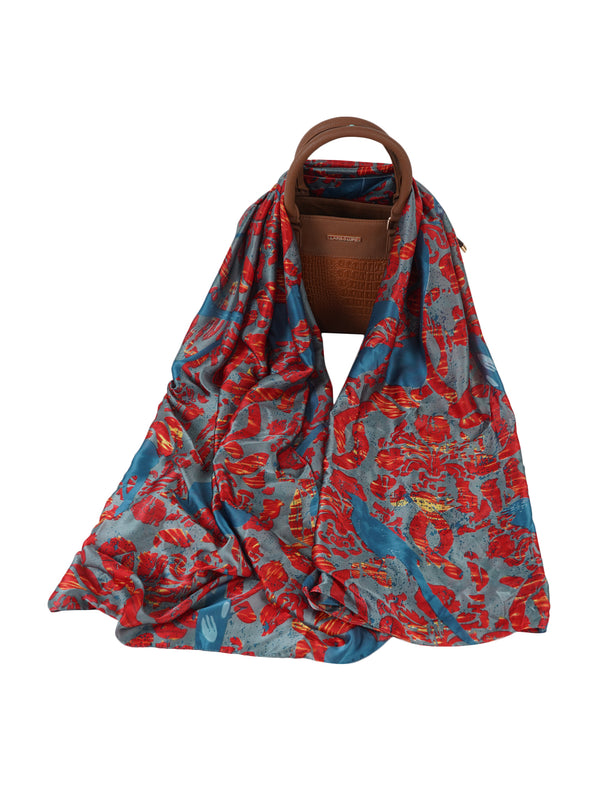 Printed Silk Women Stole with Artistic Motif Design | Elegant Lightweight Wrap (80 × 28 Inches)